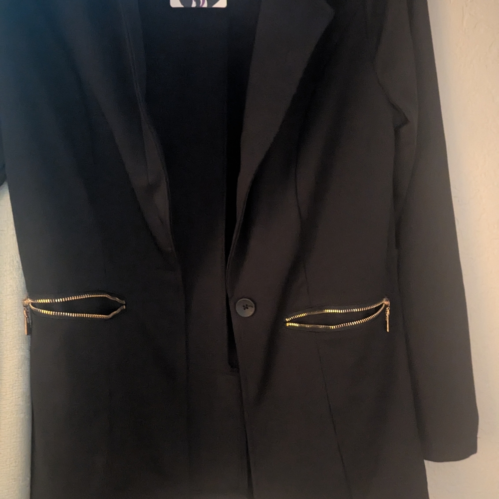 Black Blazer with Gold Accents